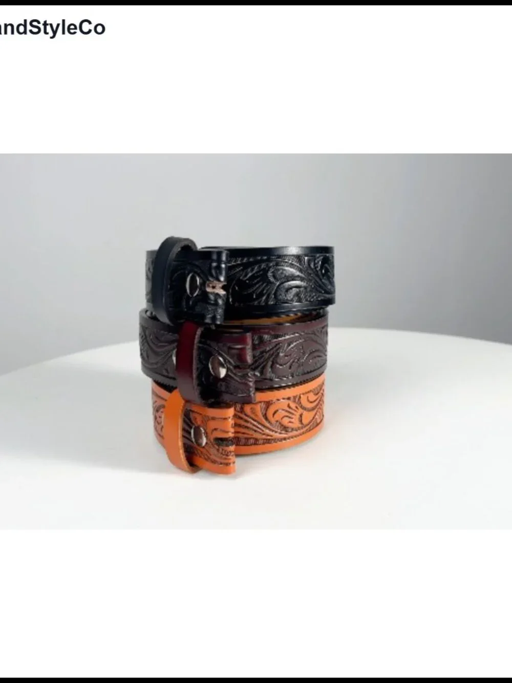 Full-Grain Leather Western Belt Unisex Cowboy Belt for Jeans